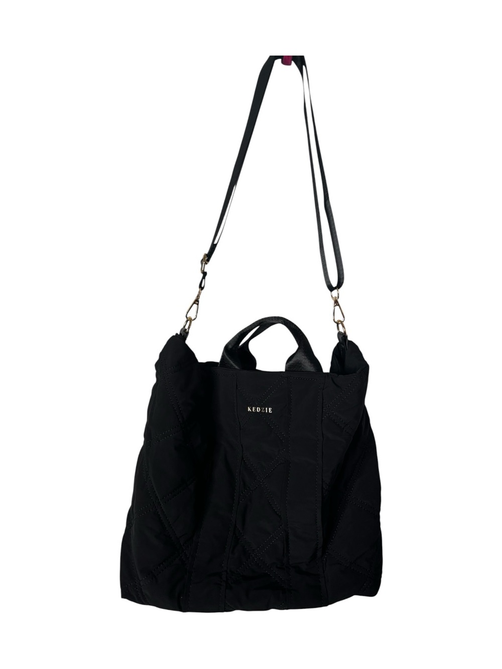 Kedzie Black Quilted Tote with Detachable Adjustable Crossbody Strap